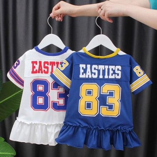 Summer T-shirt Long Dress Toddler Baby Girls basketball sets Clothes Girls Kids Beach Clothes sport Letter Print Casual Costumes