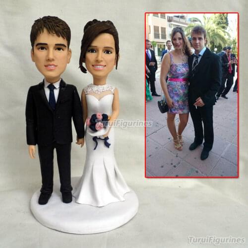 Custom Bride and Groom Wedding Cake Topper bobbleheads Wedding anniversary gift custom bobblehead mini statue by Turui Figurines