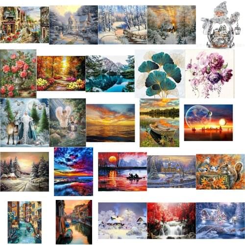 Snowing scenery 14CT 18CT DIY Cross Stitch Embroidery Kits Craft Needlework Set 11CT Printed Canvas Cotton Thread Scenery