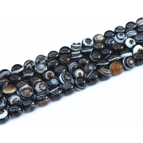 Natural AAA Sardonyx flower Black Stripe Onyx Agates Round Beads Round Loose Beads 8 10 12 MM Diy Beads For Jewelry Making