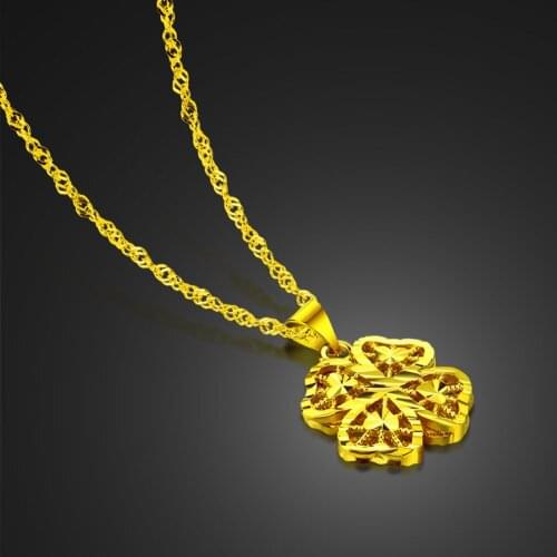 Delicate New Clover Pendant Necklace Fashion 100% 925 Sterling Silver Choker Women Golden Charm Jewelry Gift