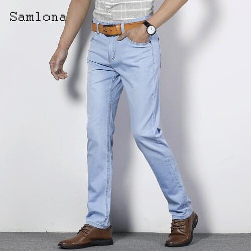 Office Men Sexy Jeans Fashion Denim Pants Casual Pantalon Mens Clothing 2021 New European and American style Blue Black Trousers