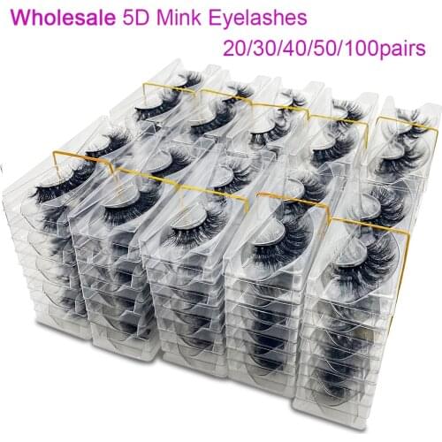 20/50/100Pairs Wholesale Mink Lashes 3D Mink Eyelashes 100% Cruelty free Lashes Handmade Reusable Natural False Lashes Makeup