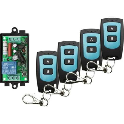 AC 220V 1CH 10A Wireless Remote Control Switch Relay Output Radio Receiver Module + Black/blue Waterproof Transmitter