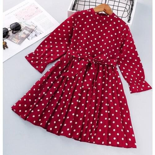 Girls Polka-Dot Dress Spring Long Sleeve Bow Ball Gown Clothing Kids Baby Girls Princess Dresses Clothes Girls Christmas Costume