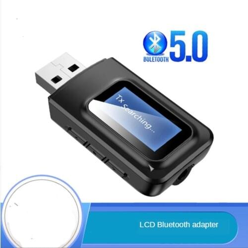 Bluetooth 5.0 Receiver Transmitter Wireless Audio with LCD Screen Adapter 3.5MM AUX Car Hands-free