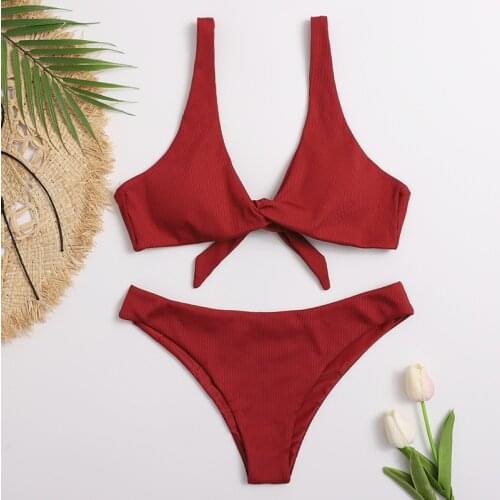Sexy Halter Push Up Bikinis Women Triangle Brazilian Bikini Set Knotted Bathing Suit Bowknot Swimwear Beachwear Female Biquini
