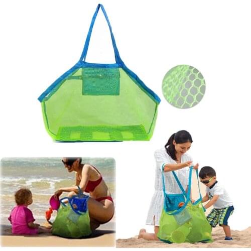 Foldable Beach Mesh Storage Bag Reusable Sand Toy Bag Portable Storage for Outdoor Beach Park Swimming Toys Towels Groceries