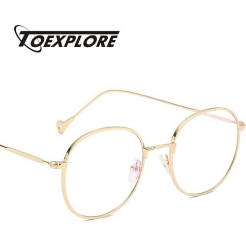 TOEXPLORE New Fashion Metal Eyewear Frame Men Women Vintage Retro Optical Frame Brand Designer Round Office High Quality Reading