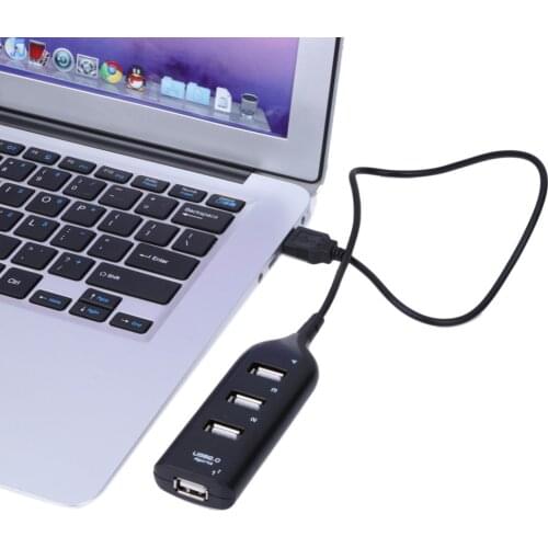 Universal 4 Port USB Hub Mini Portable USB 2.0 Hub Socket Pattern Black Hub for Laptop PC High Speed
