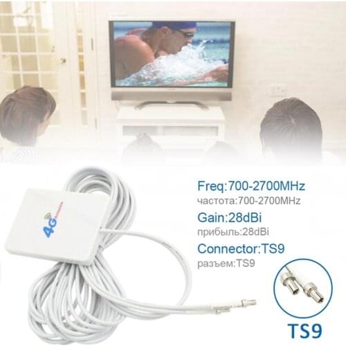 4G/3G WiFi Antenna Amplifier 28DBI Gain LTE TS9 SMA Connector Router Signal Booster Cable Length 3M