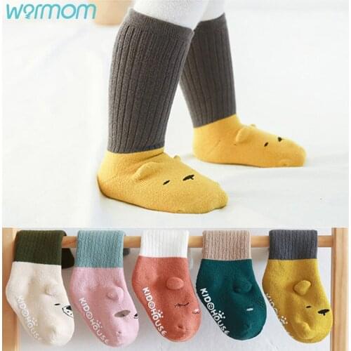 Warmom Cute Cotton Baby Knee Socks Fashion Baby Girl Socks Newborn Long Tube Boys Girls Knee High Socks Toddler Leg Warmers Bebe