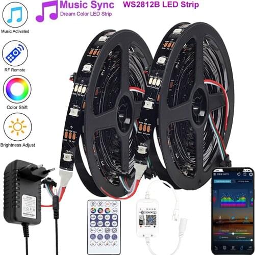 5V Magic Home SPI Wifi Controller 1-5m 5050 2812 RGB LED Strip Revolving Chasing RGBIC Light Music Sync Strip For Alexa Google