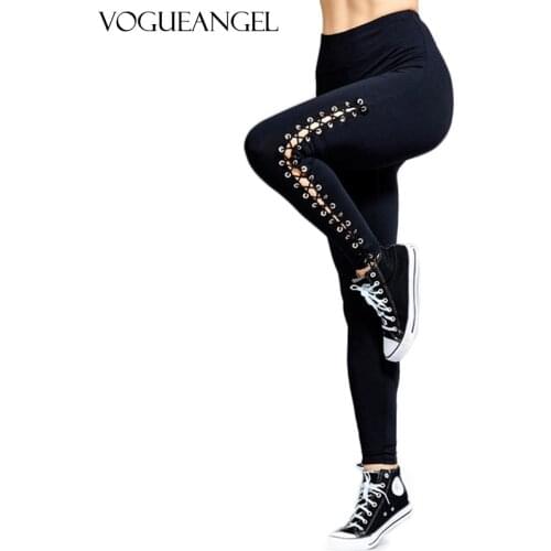 Women High Waist Lace Up Bandage Leggings Fitness Leggings Stretch Fashion Trousers Sexy Leggings Black White Solid Trousers 5XL