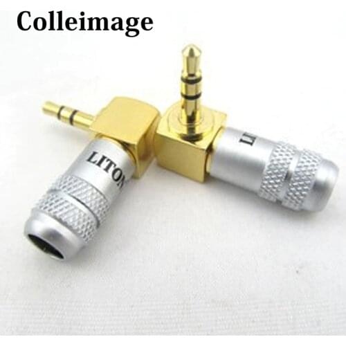 1pcs LITON 3.5mm 90 degree L-type Male Plug Golden Plated solder type Adapter 6mm