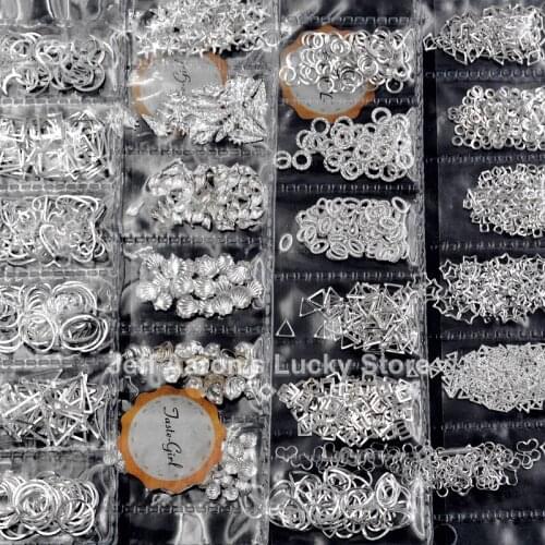 1 Pack Mixed 3D DIY Hollow Metal Frame Nail Art Decorations Silver Rivet Manicure Accessories Summer Shell Slider Nail Studs