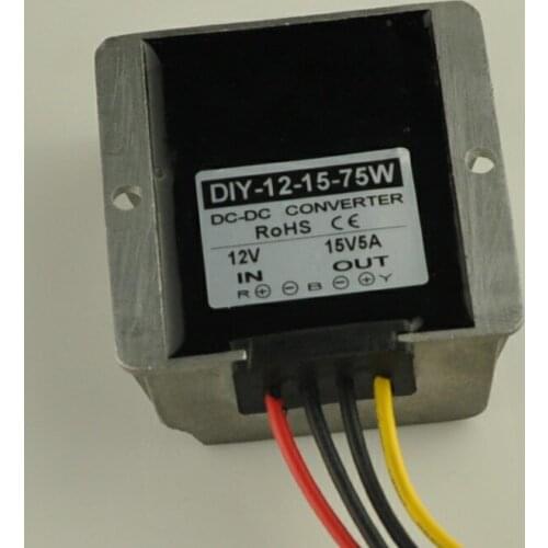 12V(9V-13V) Step Up To 15V 5A 75W DC DC Converter Boost Power Module For Car Power Supply Waterproof