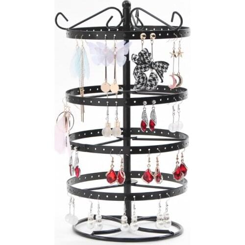 168 Holes Jewelry Display Bracelet Earrings Display Stand Metal Rotating Earring Storage Cases Racks Fixtures Earring Holder