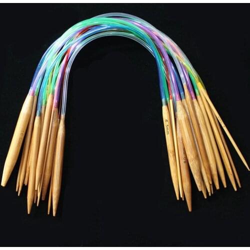 18PCS Set Woven Wool Tools Multicolor Tube Circular Carbonized Bamboo Double Pointed DIY Sewing Accessories Knitting Needles