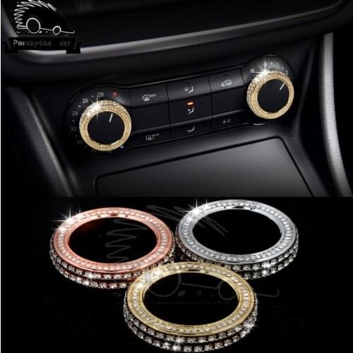 2pcs Diamonds Car Air-Conditioning Decoration Knob Button Fit Sticker for Mercedes GLA CLA A B Class dedicated