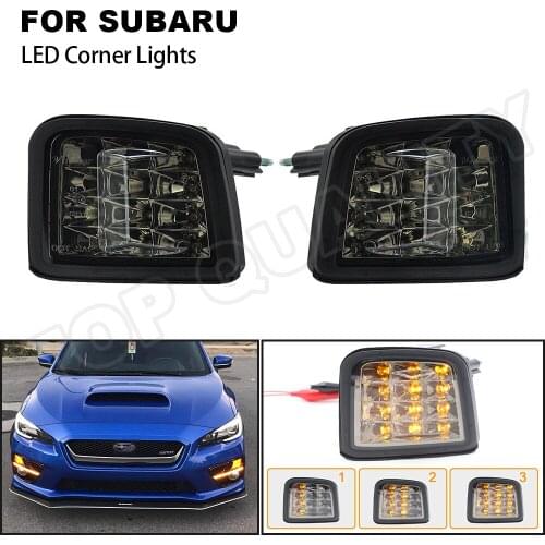 2Pcs Error Free Smoked Lens Dynamic LED Corner Light Turn Signal Lamp For Subaru STI 2015-2017 WRX Limited Turbo Base Premium