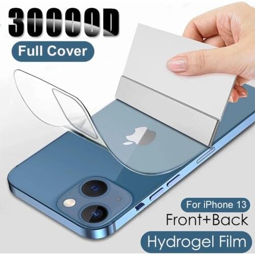 2PCS Full Cover Hydrogel Film For iPhone 13 12 Pro Max Mini Screen Protector iPhone 11 Pro Xs Max X XR 6 7 8 Plus SE Back Film