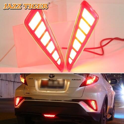 2-in-1 Functions Car LED Rear Fog Lamp Brake Light Rear Bumper Decoration Lamp For Toyota C-HR CHR 2016 - 2020