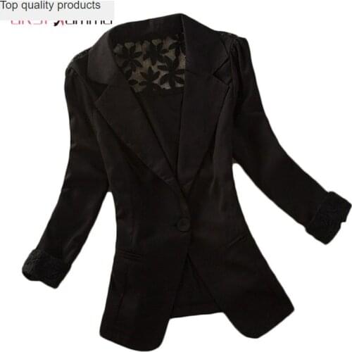 2020 Spring Autumn Renda Blazer Feminino 3/4 Sleeve Back Lace Patchwork Slim Jacket Womens Suit Ladies Blazer ZL2746