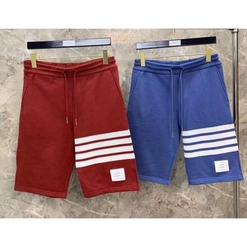 2021 Fashion TB THOM Brand Casual Shorts Men Women Summer Cotton Sports Trousers Striped Panelled Jogger Track Shorts