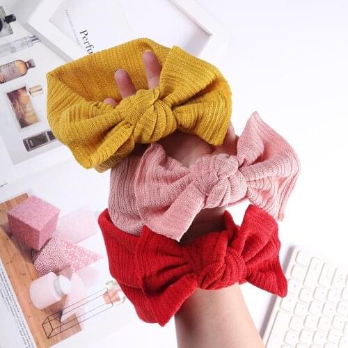 24PC/lot 2020 New Ribbed Bow Headband,Cable Knit Baby Turban Autumn Winter Head wraps for Baby Girls Knot Bow Strecth HeadBand