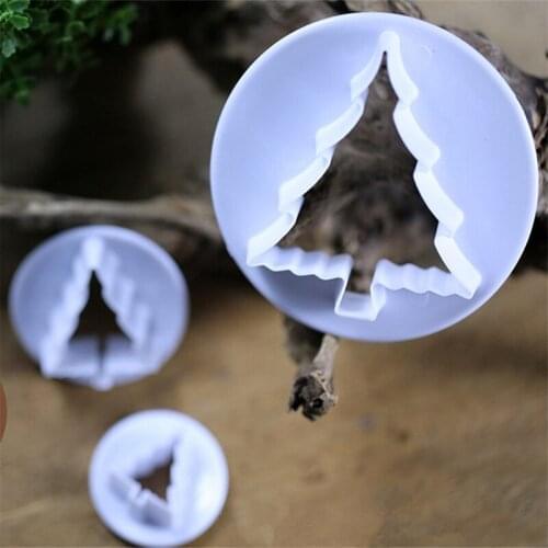 3pcs/set Christmas Tree Cookie Cutters Cake Decorating Tools Fondant Embossing Tool Cookie Mold Cake Tools
