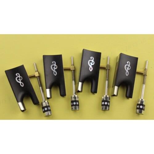 4 set new top ebony violin bow frog 4/4 inlaid musical notes screw accessories