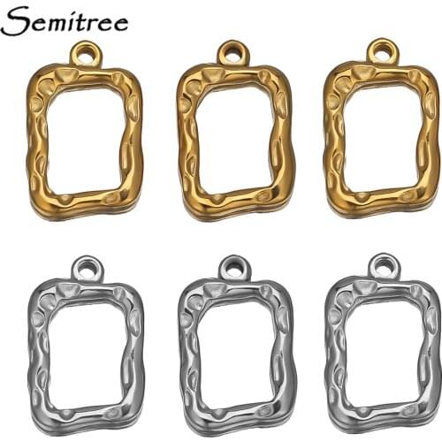 5pcs Stainless Steel Rectangle Concave Pendants Charms for DIY Necklace Jewelry Making Accessories Findings Wholesale Supplies