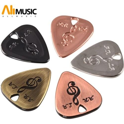 5pcs 1.4mm to 0.38mm Zinc Alloy Guitar Pick Arc Surface Design to Anti-skid Five Colour
