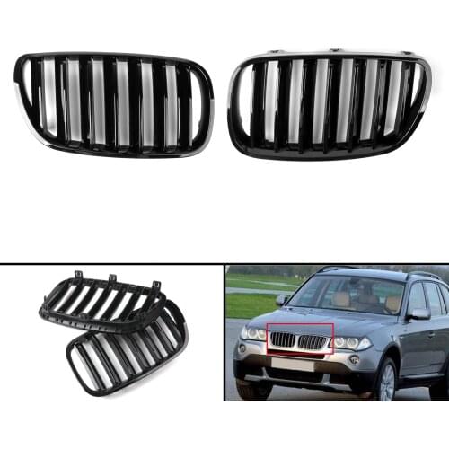 Artudatech Car Grille For BMW E83 X3 SUV 2007-2010 ABS Plastic 1 Pair Front Grilles Pair Front Bumper Grill Car Accessories
