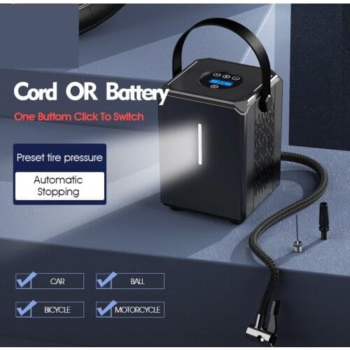 Car Air Compressor Inflator Pump LED Lamp For Car Motorcycle Bicycle Tire Inflatable Wireless/Wire Electric Air Pump