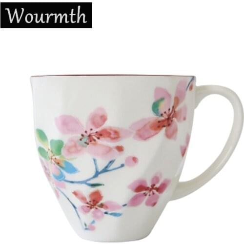Bone China Cups Country style Office Drinking Cup Mugs Porcelain Elegant Flower Coffee Mug 330ml Fruit Black Tea Milk Cup Gift