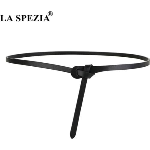 Black Knot Women Belt Cowskin Leather Thin Ladies Belt for Dress Quality Second Layer Cow Skin Strap Female Waist Belt