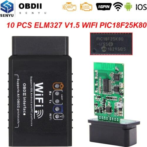 10PCS ELM 327 V1.5 WIFI OBD2 WIFI Scanner PIC18F25K80 ODB2 ELM327 V1.5 WIFI For Android/IOS OBD 2 OBD2 Car Diagnostic Auto Tool
