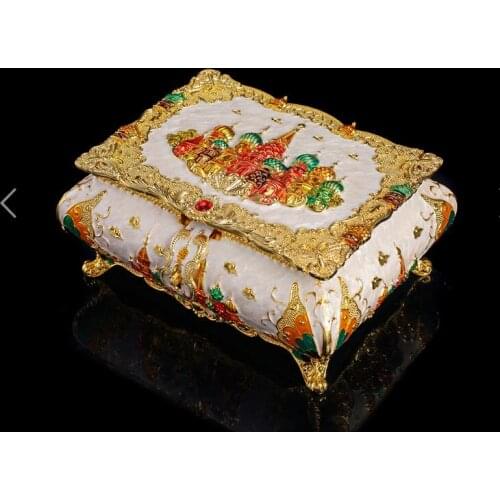 European embossed large demesion metal jewelry box storage box ring box jewelry organizer for girl gift box Z031