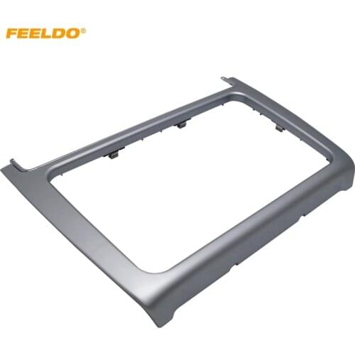 FEELDO Silver Car Refitting 2DIN DVD Frame Panel Fascia Dash Kit Radio Audio Frame for Volkswagen POLO 2014-2015