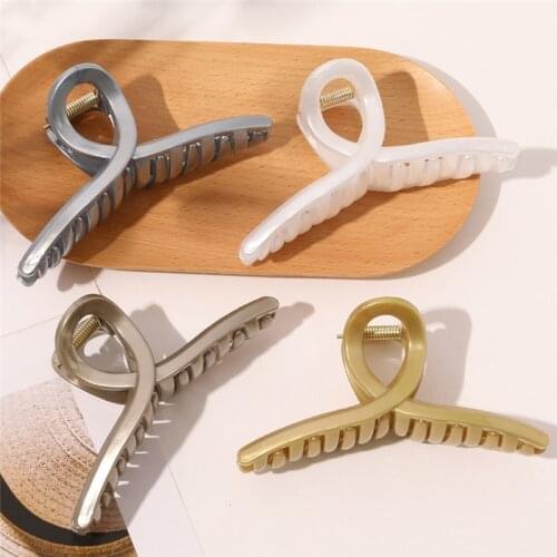 Imixlot 2021 Women Elegant Geometric Crossed Hair Claws Sweet Fashion Plastic Barrette Ponytail Clip Headwear