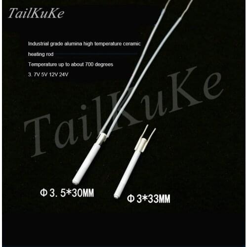 5 pcs Miniature high temperature ceramic heating rod MCH alumina heater fai 3 x 33MM fai 3.5 x3 0MM 5V12V24V