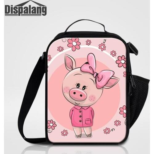 Multifunctional Cooler Lunch Box For Women Cartoon Pig Messenger Lunch Bags For Students Girls Portable Thermal Food Lunch Sack