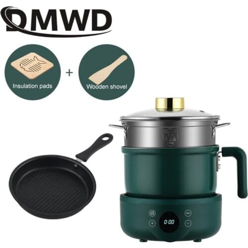 DMWD Multi-Function Electric Cooker Household Split Small Pot Stir Fry Cooker Hot Pot Noodles Fried Egg Steak Frying Pan 1.8L