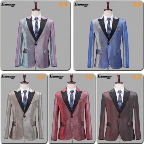 2021 Mens Color-Changing blazer Slim Fit Casual Multi-Color Suit Shiny Stage Singer blazer