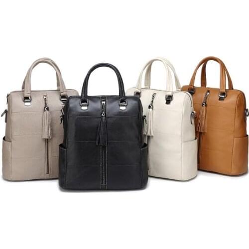 New style women genuine leather large soft backpack outdoor casucal bag