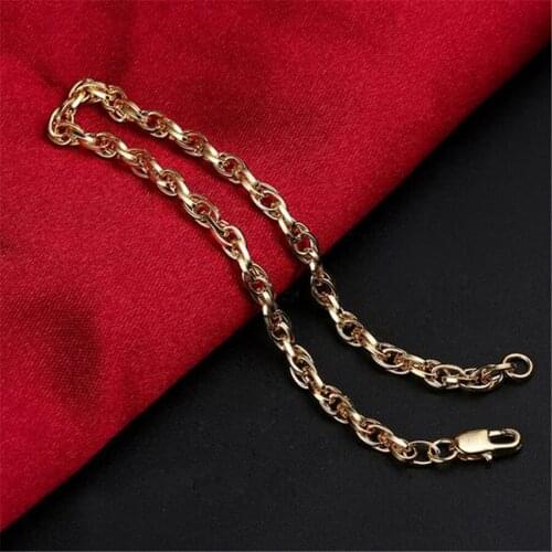 O-type design Wholesale 4MM 18 K Fashion Dubai Bangle Jewelry Gold Color Ethiopian Bracelet for Women Africa Arab Items18 K