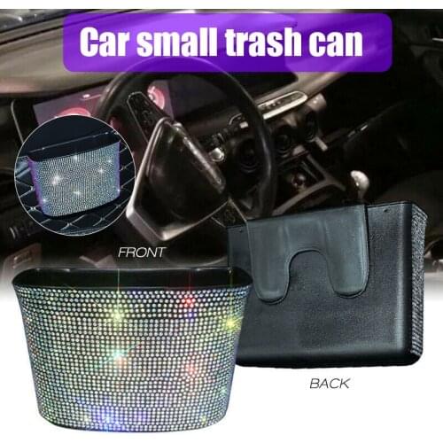 2019 Bling Rhinestone Car Seat Back Organizer Garbage Storage Box Bag Portable Car Accessories CSL88