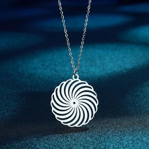 Chandle Simple personality Circle Spiral Pendant Necklace
